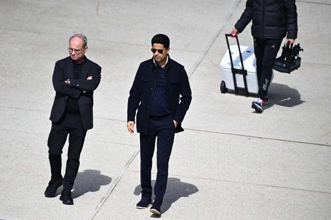 Nasser Al Khelaifi, en un entrenamiento del PSG (FOTO: Cordón Press).