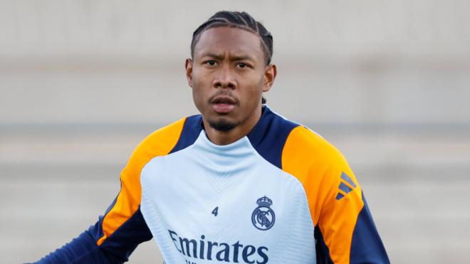 David Alaba, durante un entrenamiento del Real Madrid