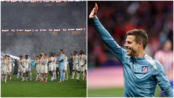 Fotomontaje del Real Madrid en Yeda (Foto: EFE) y Azpilicueta en el Metropolitano (Foto: Atleti)