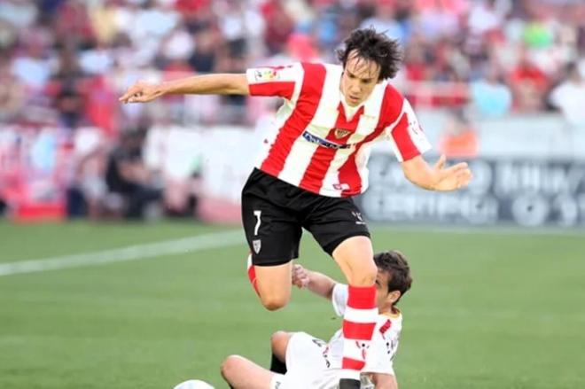 El riojano David López, en un partido disputado en San Mamés entre el Athletic Club y el Rayo Vallecano.