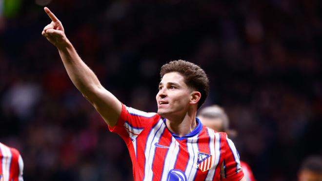 Julián Álvarez celebrando un gol con el Atlético de Madrid (Fuente: Europa Press)