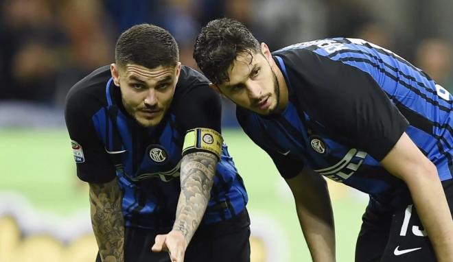 Mauro Icardi y Andrea Ranocchia, en un partido del Inter.