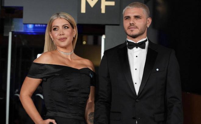 Wanda Nara y Mauro Icardi, durante un acto.