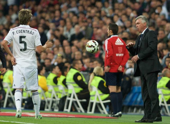 Fabio Coentrao con Ancelotti en el Real Madrid (Cordon Press)