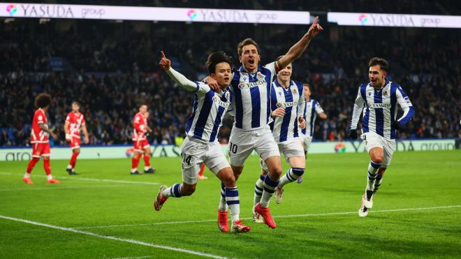 Celebración del gol de Oyarzabal. (Foto: Real Sociedad)