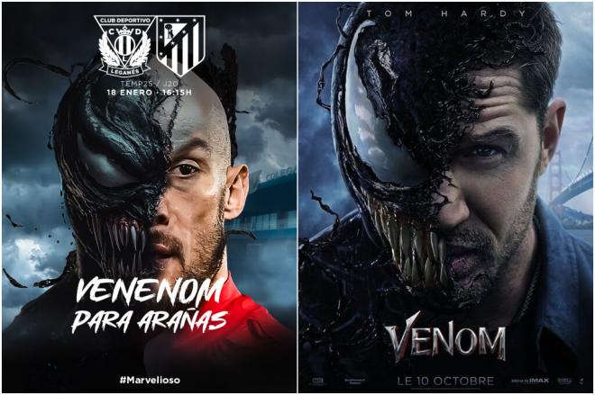 Fotomontaje del cartel del Leganés y el de Venom