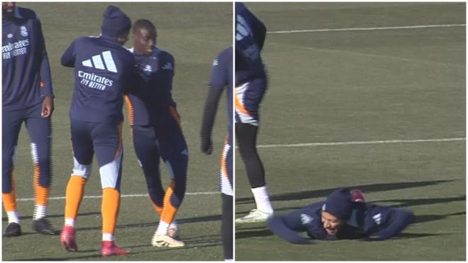 Kylian Mbappé en el entrenamiento del Real Madrid