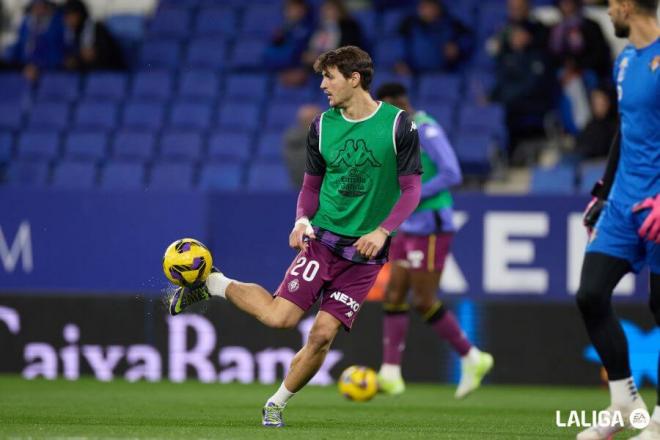 Stanko Juric, calentando ante el RCD Espanyol.