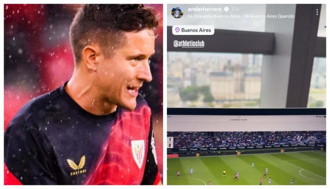 Ander Herrera siguiendo el Celta-Athletic en Buenos Aires.