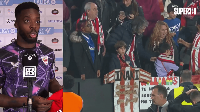 Iñaki Williams cumple su promesa con el pequeño que se quedó sin su camiseta en Vallecas.