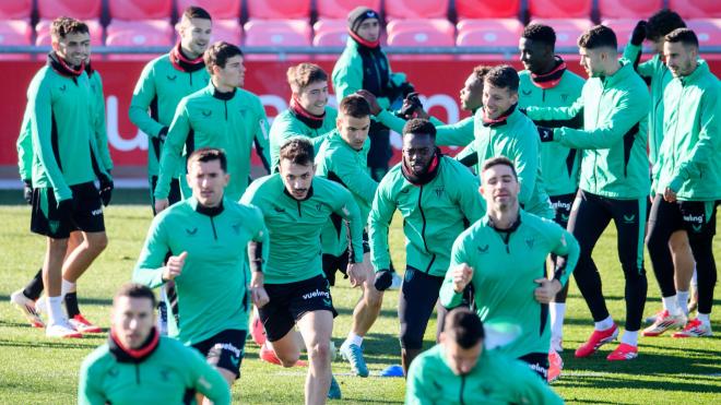 La plantilla de Ernesto Valverde se esfuerza a tope entrenando en Lezama; toca otra semana con dos partidos por delante (Foto: Athletic Club).