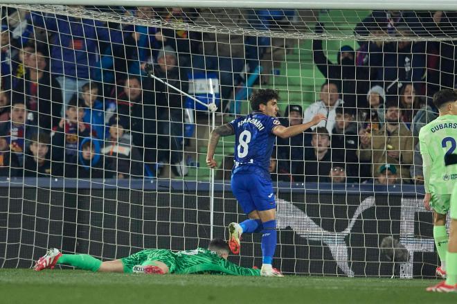 Mauro Arambarri celebra su gol en el Getafe-Barça (Foto: Cordon Press).