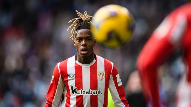 Curiosa imagen de Nico Williams en la victoria ante el RC Celta en Balaídos (Foto: Athletic Club).