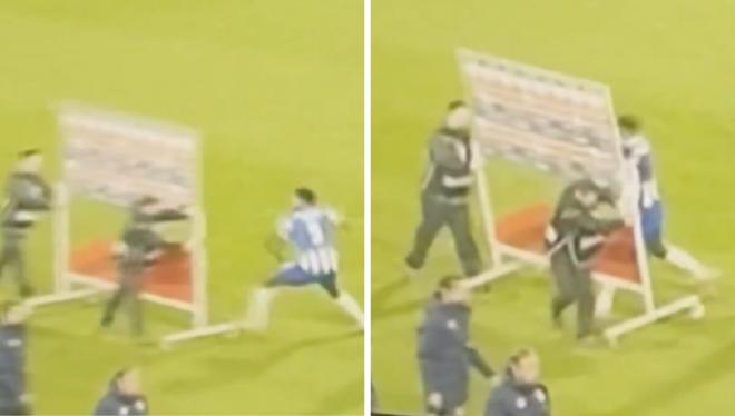 Samu Omorodion golpea un panel publicitario tras la derrota del FC Porto (Foto: Video Record).