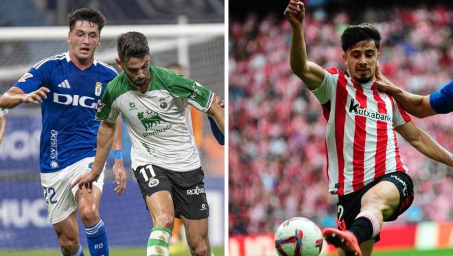 A la izquierda, Carlos Dotor ante el Racing; a la derecha, Nico Serrano en el Athletic (Fotos: LALI