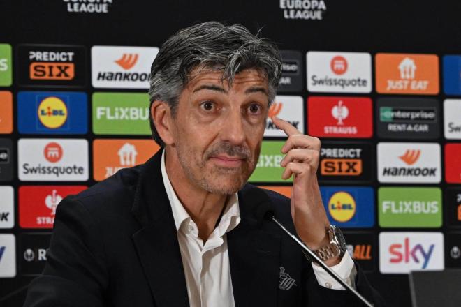 Imanol, en la rueda de prensa con la Real Sociedad (Foto: EFE).