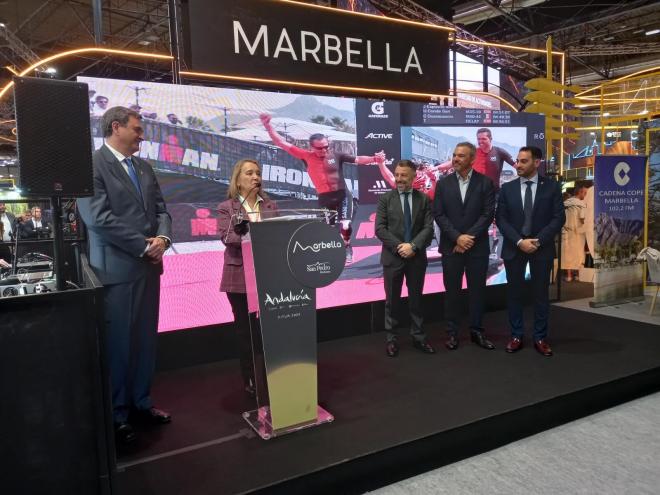 La viceconsejera de Turismo y Deporte, Macarena O'Neill, en el acto de presentación en Fitur.