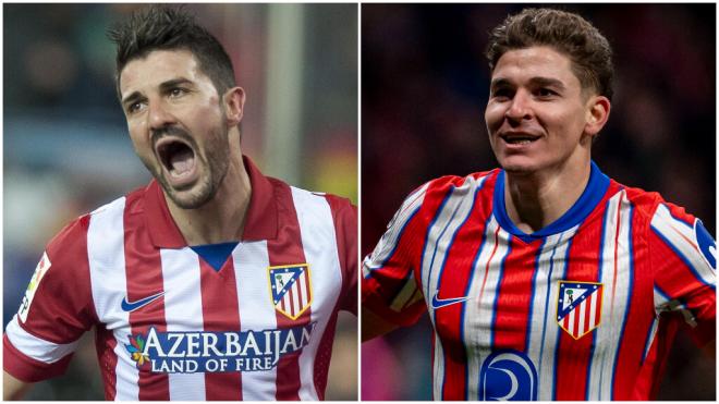 Julián Álvarez y David Villa en el Atlético de Madrid (Cordon Press)