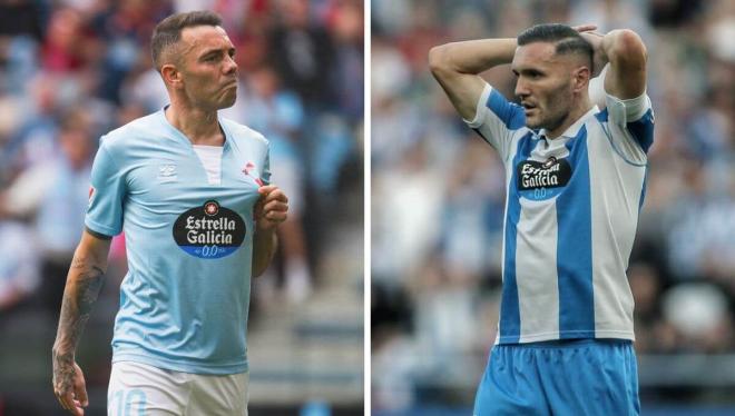 Iago Aspas y Lucas Pérez, con Celta y Deportivo, respectivamente.