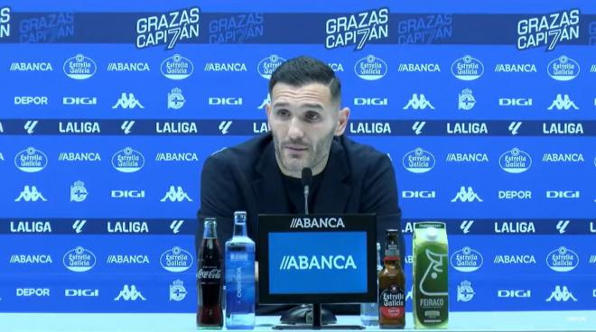 Lucas Pérez, en la rueda de prensa de su despedida (Captura: RC Deportivo).