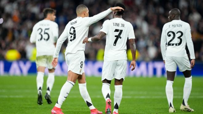 Mbappé y Vinicius celebran su gol en Champions (Europa Press)