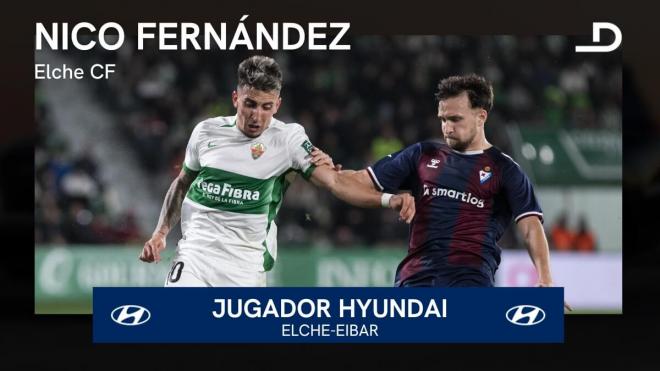 Nico Fernández, Jugador Hyundai del Elche - Eibar (Foto: LALIGA).