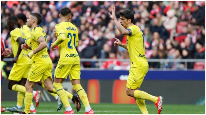 Gerard Moreno celebrando su gol frente al Atlético de Madrid. (Foto: EFE)