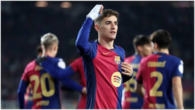 Gavi celebrando un gol con el Barcelona. (Foto: Cordon Press)