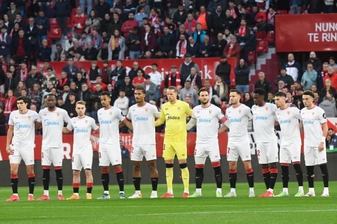 Los jugadores sevillistas, en el Sevilla-Espanyol (Foto: Kiko Hurtado).