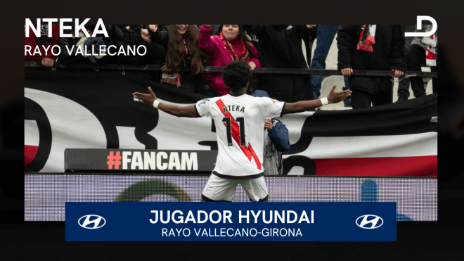 Nteka, jugador Hyundai del Rayo Vallecano-Girona.