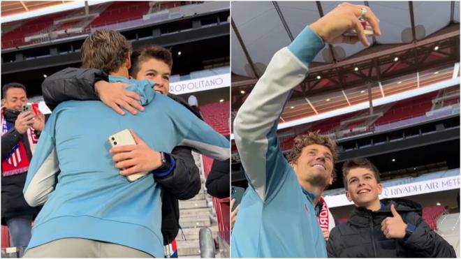 Marcos Llorente junto a un aficionado del Atlético de Madrid (Fuente: Atleti