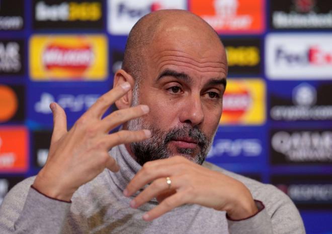 Pep Guardiola, en la previa de un partido de Champions con el Manchester City (Foto: Cordon Press).