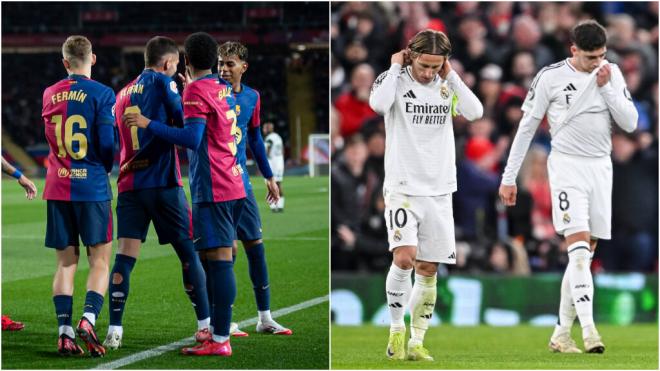 Fotomontaje de los jugadores del FC Barcelona y del Real Madrid (Fuente: Cordon Press)