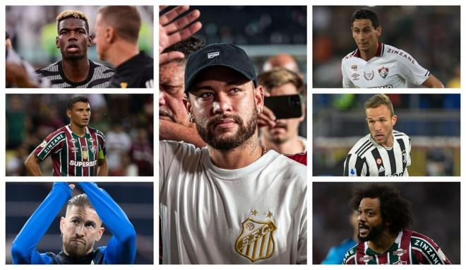 Neymar y algunos de los jugadores que podría fichar para el Santos.