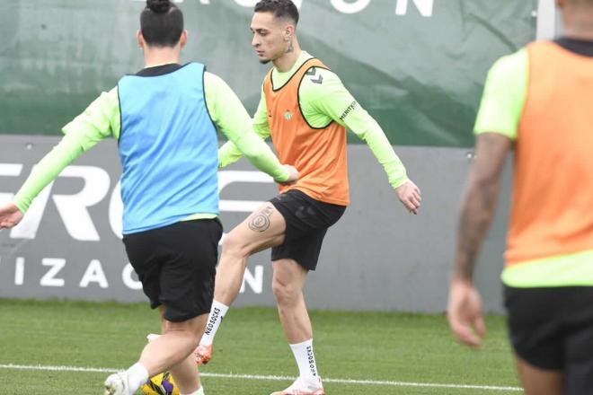 Antony e Isco Alarcón en el entrenamiento del Betis (foto: Kiko Hurtado).