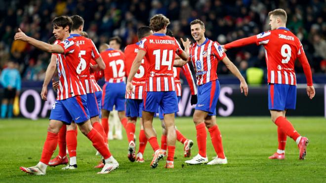 El Atlético de Madrid celebra un gol en Champions ('X' @atleti)