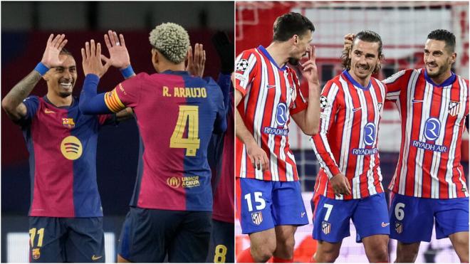 Fotomontaje de los jugadores del Barcelona y del Atlético de Madrid (Fuente: EFE)