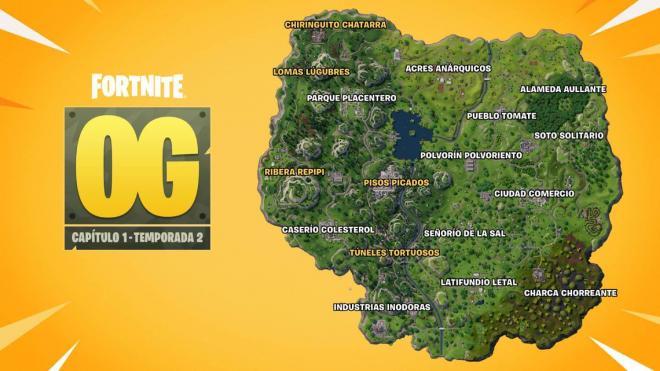 El mapa oficial de Fortnite OG: Temporada 2