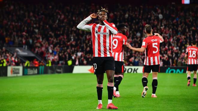 Gol de Nico Williams ante el Viktoria Plzen en San Mamés (Foto: Athletic Club).