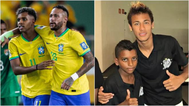 Rodrygo y Neymar Jr (Fuente: @rodrygogoes)