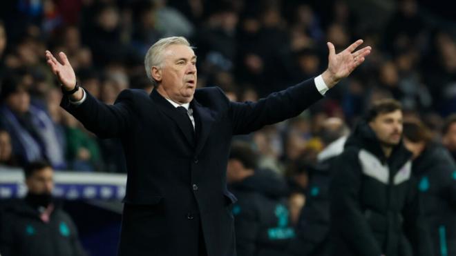 Carlo Ancelotti, durante el partido ante el Espanyol (Fuente: EFE)