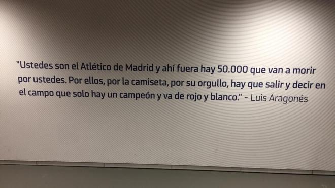 Frase de Luis Aragonés en el túnel de vestuarios del Metropolitano (redes sociales)