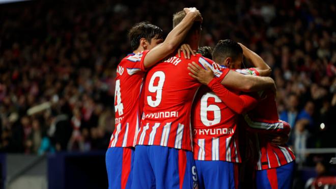 Los jugadores del Atlético de Madrid celebrando el gol ante el Mallorca (Fuente: EFE)