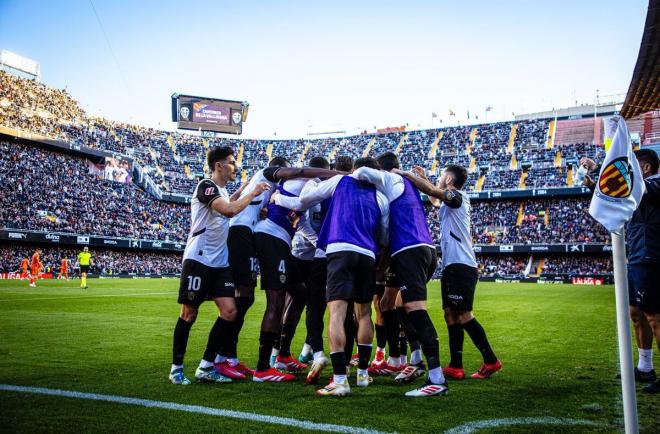 Alegría de gol en Mestalla ante el Leganés (Foto: Valencia CF)