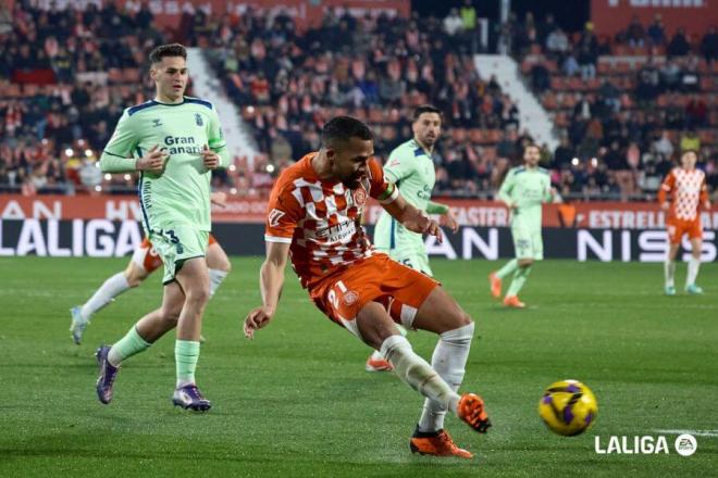 Yangel Herrera, en una ocasión del Girona-Las Palmas (Foto:LALIGA).