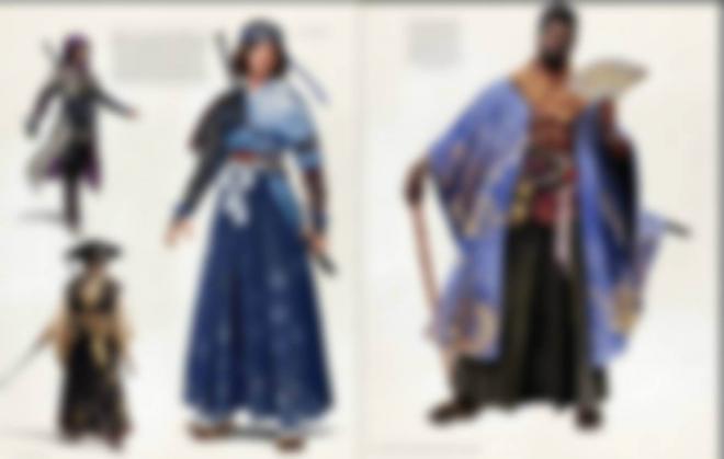 Unos de los trajes filtrados de Naoe y Yasuke en el Art Book de Assassin's Creed Shadows