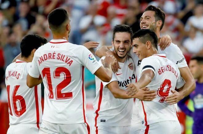 Wissam Ben Yedder, celebrando un tanto (Foto: EFE).