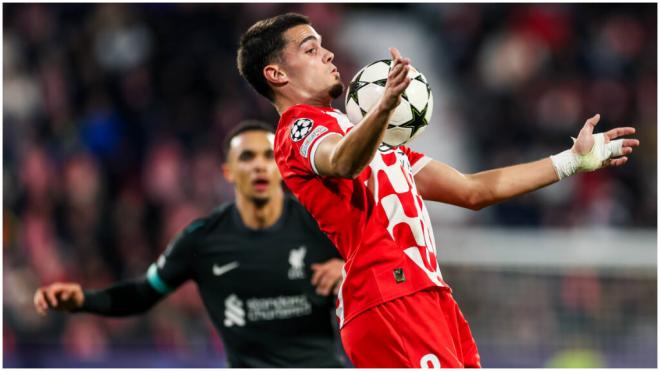 Miguel Gutiérrez, durante el Girona-Liverpool (foto: Cordon Press).