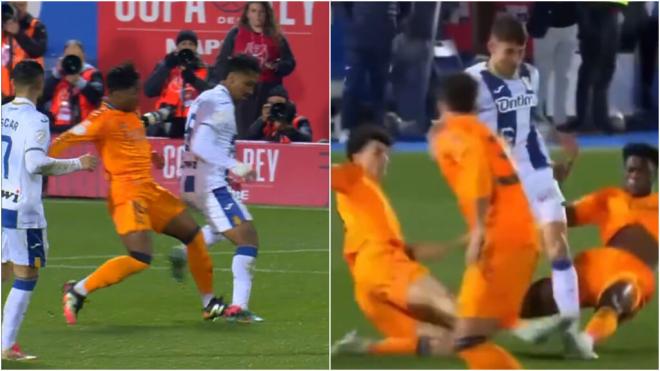 Fotomontajes de las faltas que reclama el Leganés ante el Real Madrid (Fuente: Movistar+)