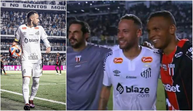 Neymar en su redebut. (Fotos: Santos FC y Cazé TV)